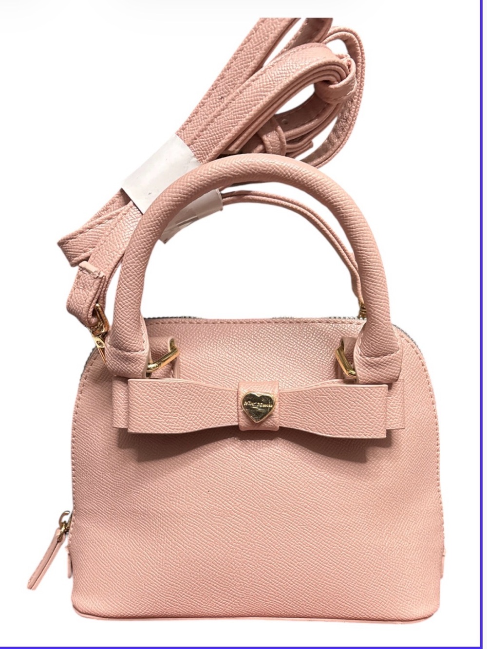 Betsey Johnson Blush Pink Mini Dome Satchel Crossbody Bag with Bow Detail
